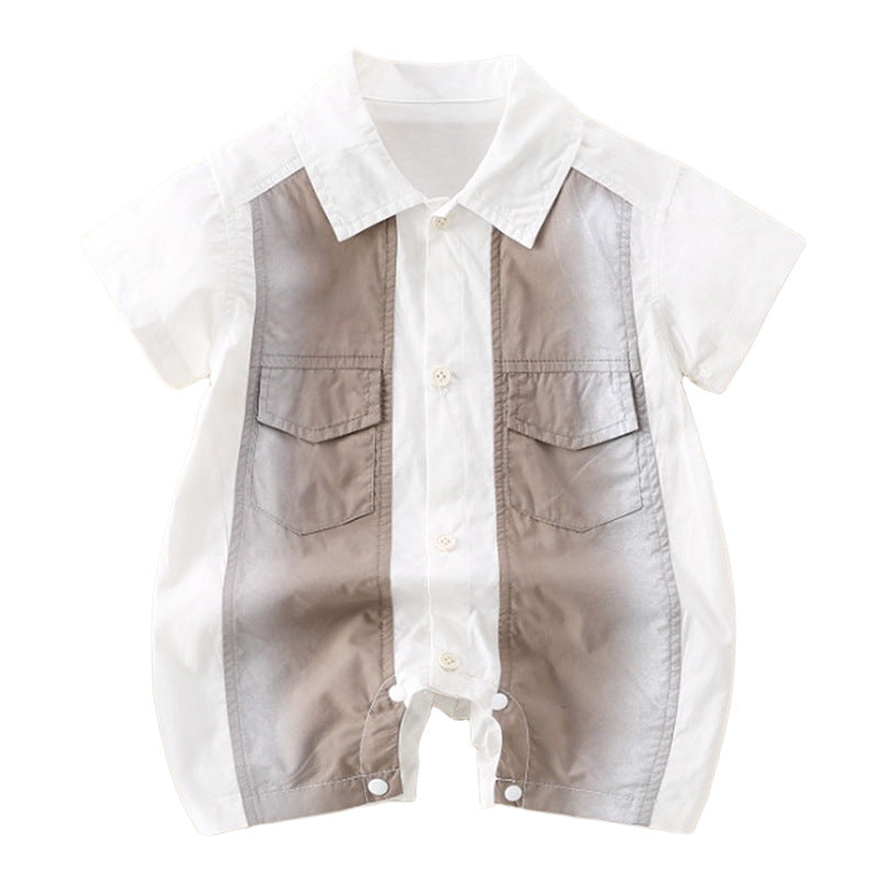 Cute Baby Romper Bodysuit in Coffee Brown – Adorable Short Sleeve Outfit for Your Little One - Pretty & Polished