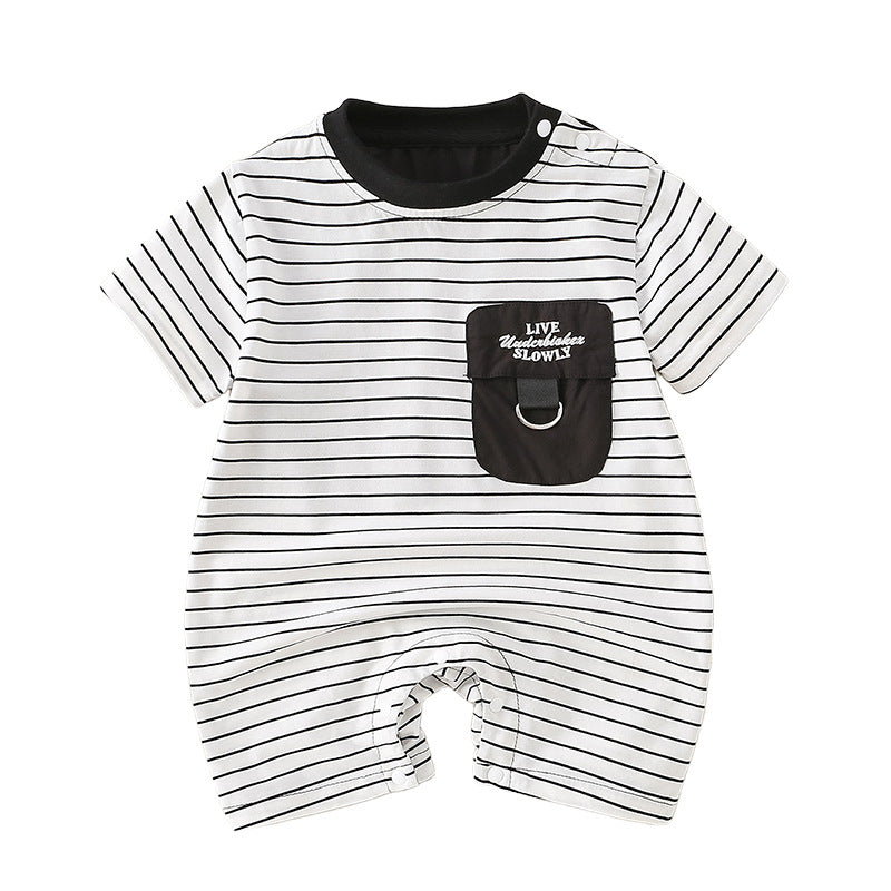Lightweight Baby Boy Romper - Comfortable Short Sleeve Onesie for All-Day Wear - Pretty & Polished