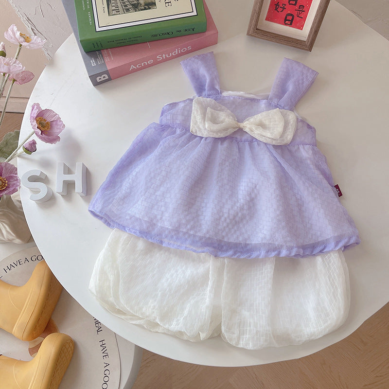 Charming Summer Baby Outfit Set with Bow – Perfect for Your Little Girl - Pretty & Polished