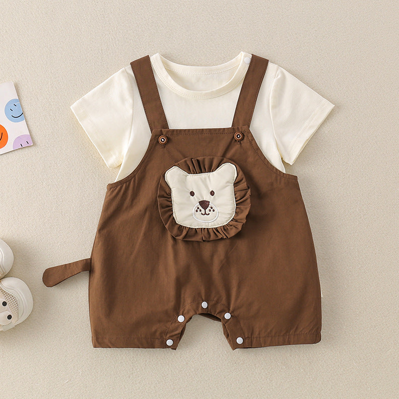 Adorable Baby Bear Romper Set - Infant Short Sleeve Overalls - Pretty & Polished