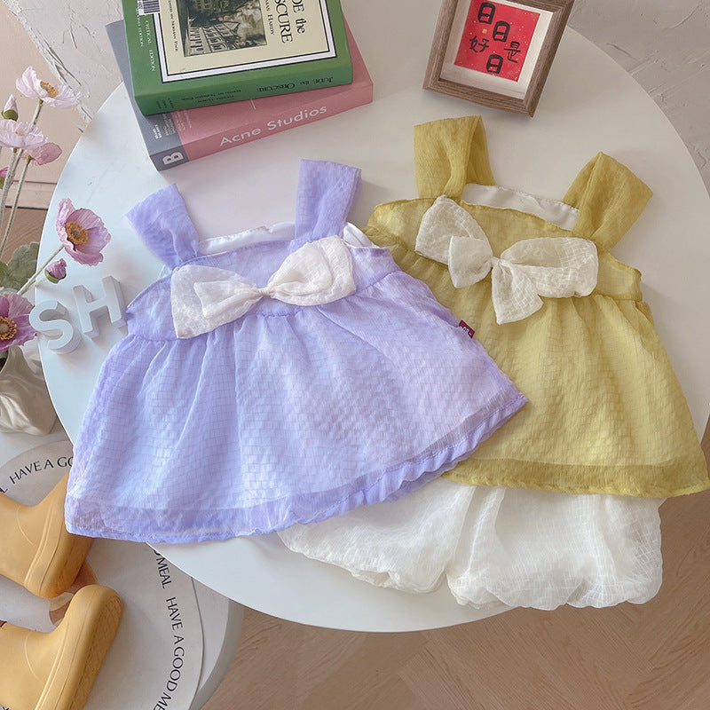 Charming Summer Baby Outfit Set with Bow – Perfect for Your Little Girl - Pretty & Polished