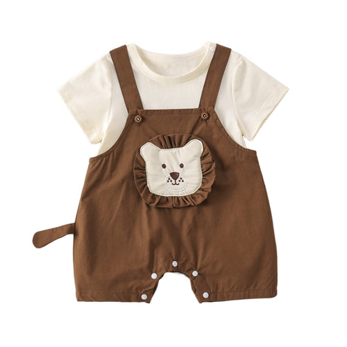 Adorable Baby Bear Romper Set - Infant Short Sleeve Overalls - Pretty & Polished