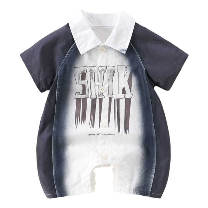 Cozy Gray Baby Short Sleeve Romper - Lightweight Onesie for Ultimate Comfort - Pretty & Polished