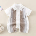 Cute Baby Romper Bodysuit in Coffee Brown – Adorable Short Sleeve Outfit for Your Little One - Pretty & Polished