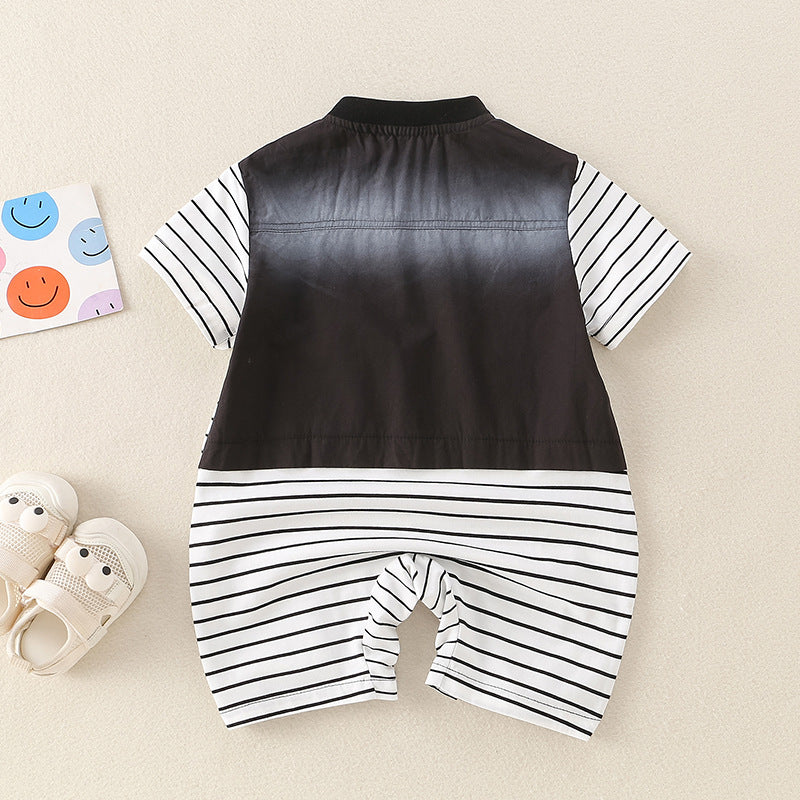 Lightweight Baby Boy Romper - Comfortable Short Sleeve Onesie for All-Day Wear - Pretty & Polished