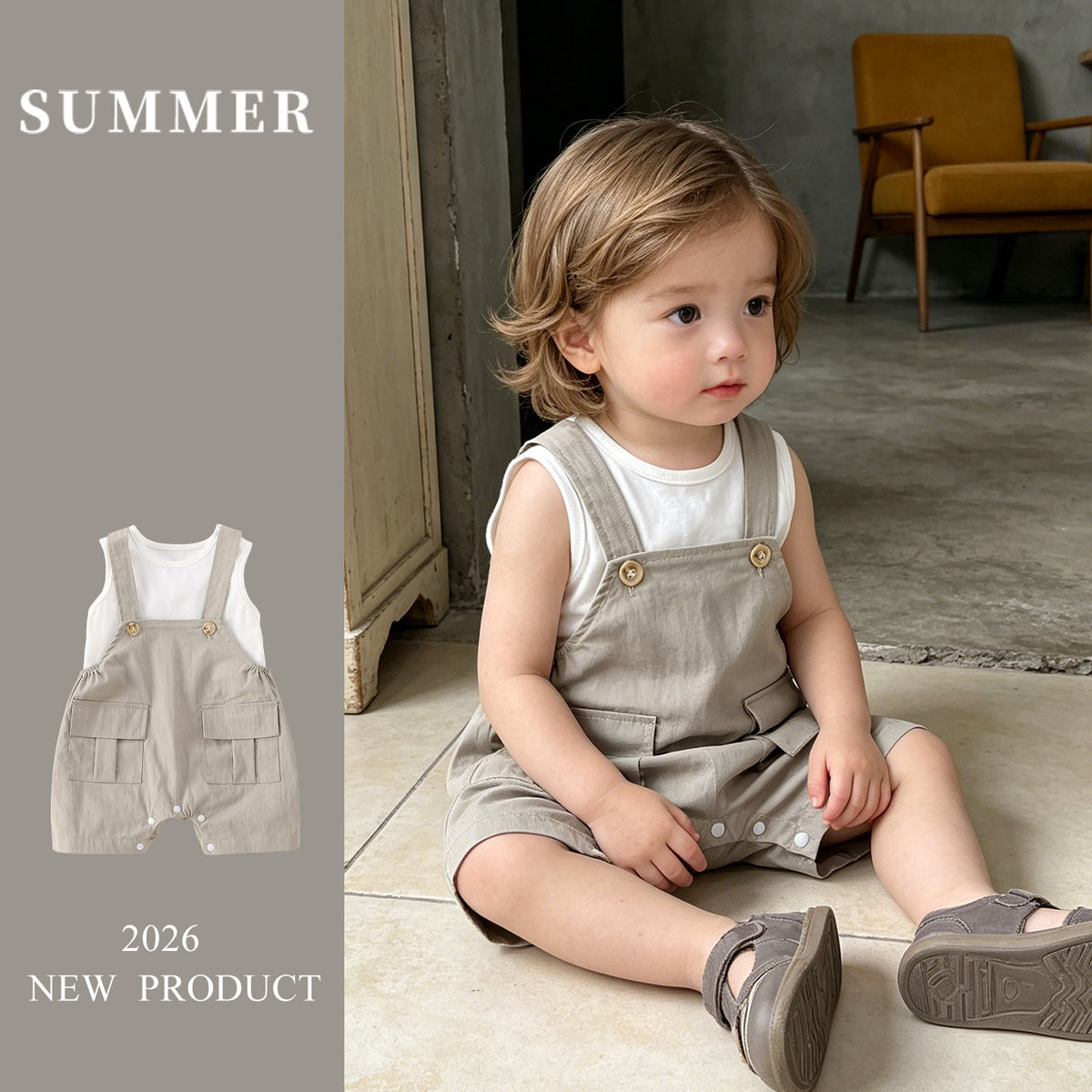 Lightweight Baby Overalls Set for Summer Adventures - Pretty & Polished