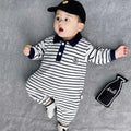 Cozy Infant Long Sleeve Striped Bodysuit - Adorable Cartoon Onesie for Your Baby - Pretty & Polished
