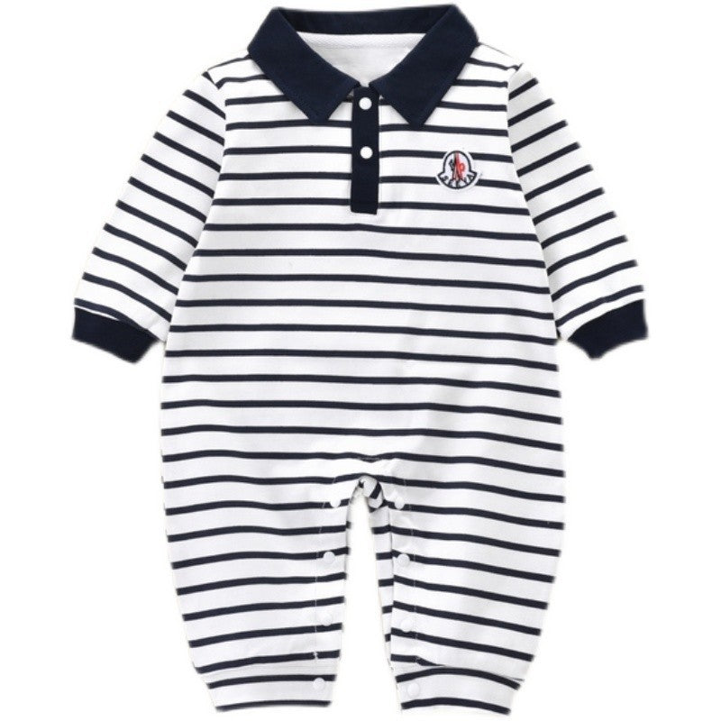 Cozy Infant Long Sleeve Striped Bodysuit - Adorable Cartoon Onesie for Your Baby - Pretty & Polished
