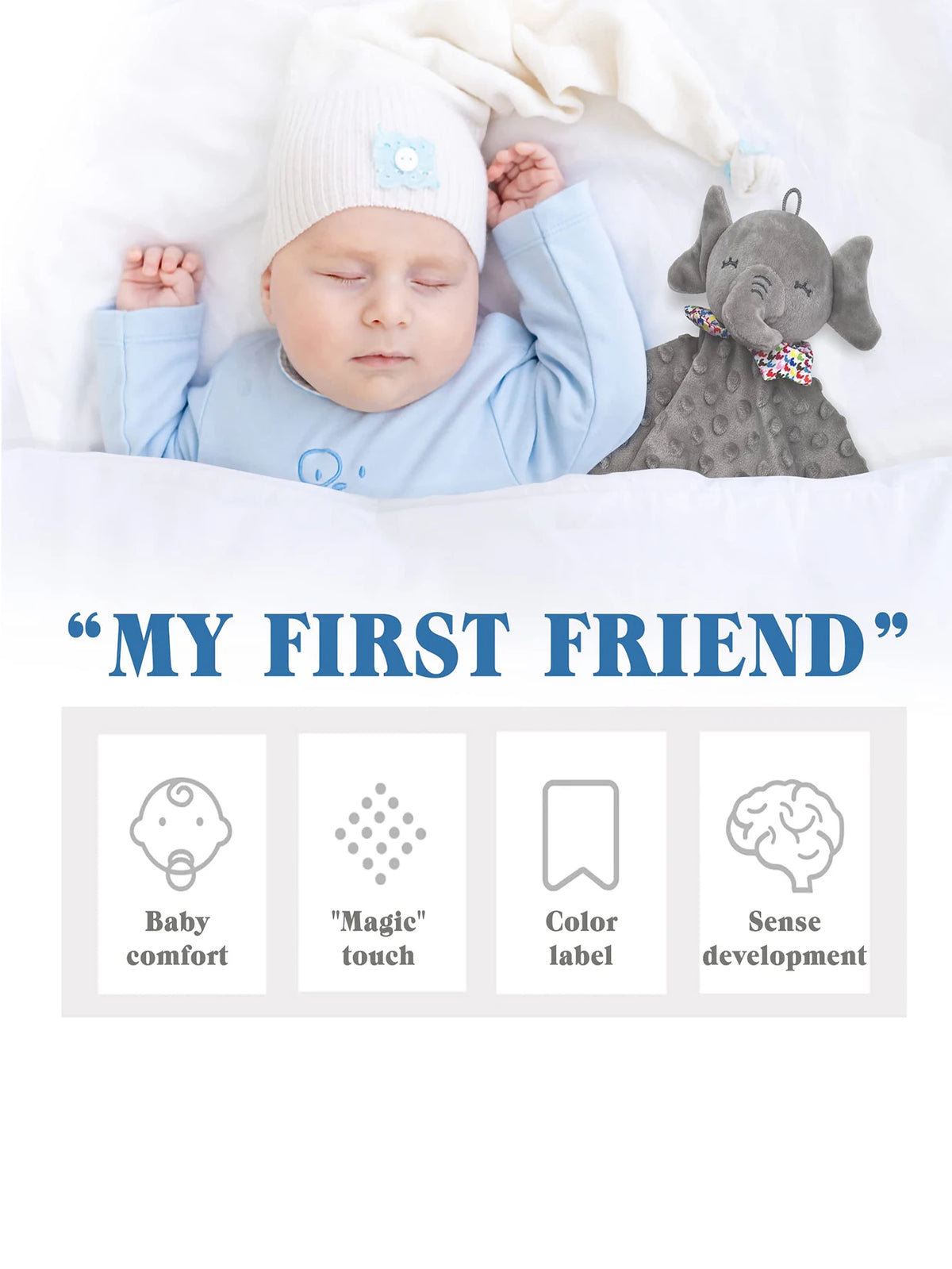 Elephant Baby Comforter Blanket Soft Appease Towel Baby Rattle Animals Toys Soothe Reassure Sleeping Towel Lathe HangingToddler - Pretty & Polished