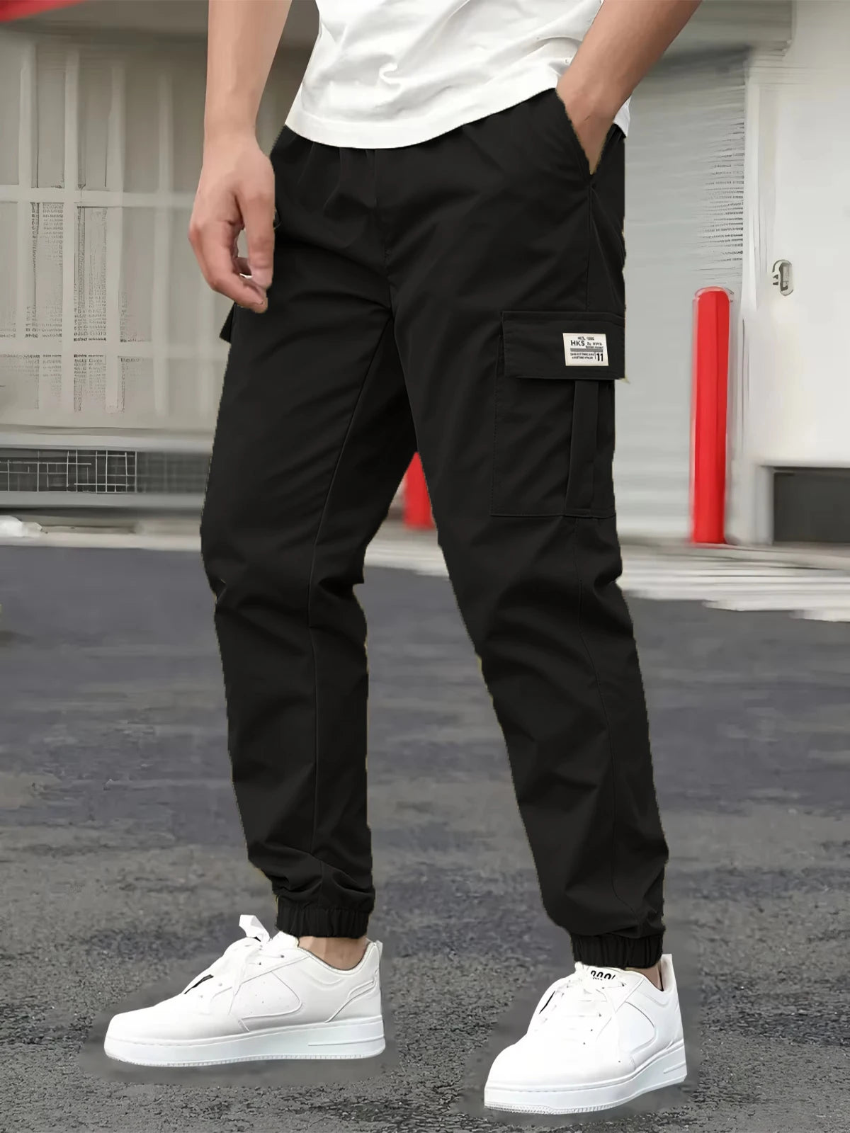 1XL-6XL Plus Size Men's Casual Cargo Sweatpants Spring/Autumn Waist Drawstring Joggers Hiking Tactical Pants Men with Pockets