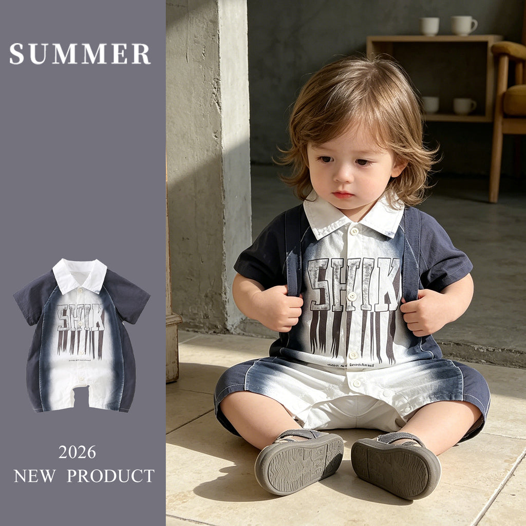 Cozy Gray Baby Short Sleeve Romper - Lightweight Onesie for Ultimate Comfort - Pretty & Polished