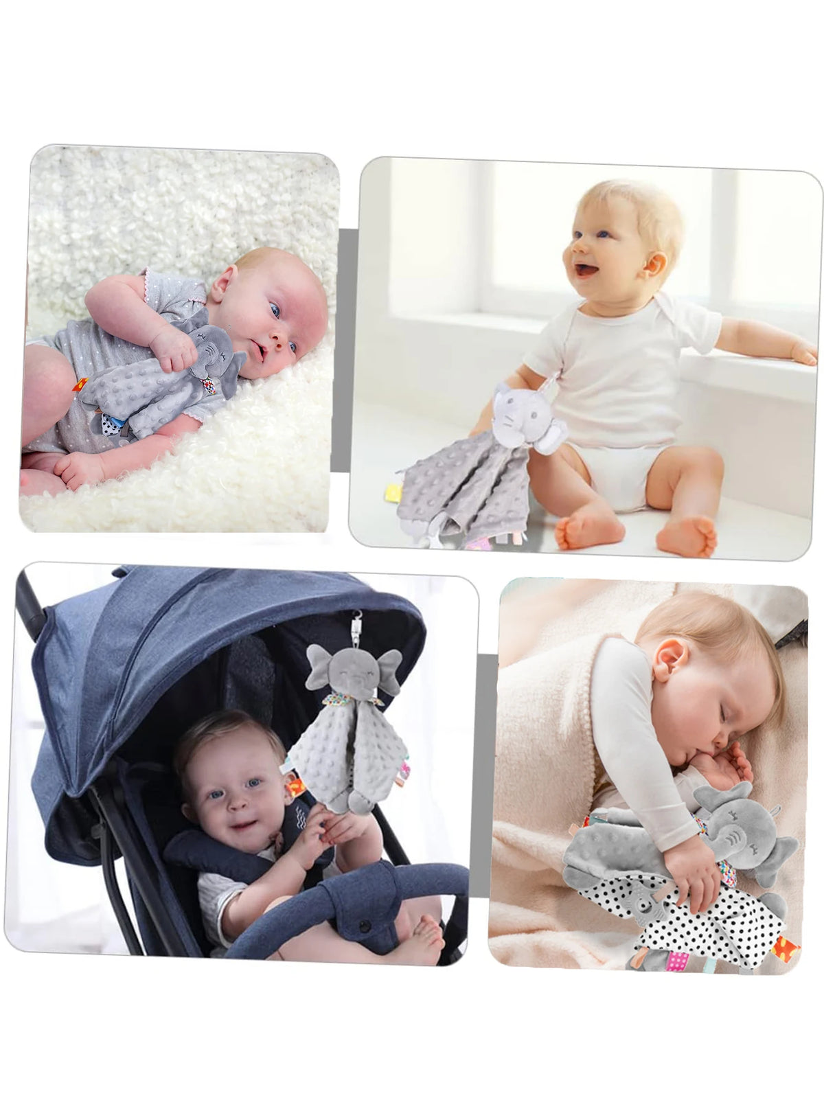 Elephant Baby Comforter Blanket Soft Appease Towel Baby Rattle Animals Toys Soothe Reassure Sleeping Towel Lathe HangingToddler - Pretty & Polished
