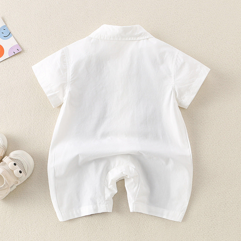 Cute Baby Romper Bodysuit in Coffee Brown – Adorable Short Sleeve Outfit for Your Little One - Pretty & Polished