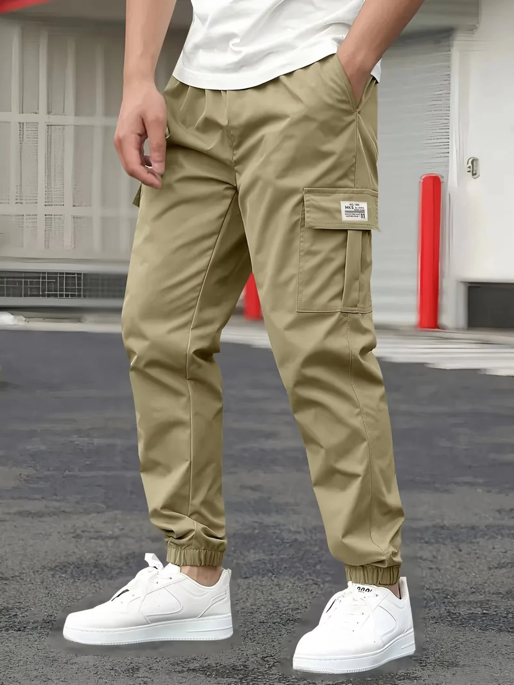 1XL-6XL Plus Size Men's Casual Cargo Sweatpants Spring/Autumn Waist Drawstring Joggers Hiking Tactical Pants Men with Pockets