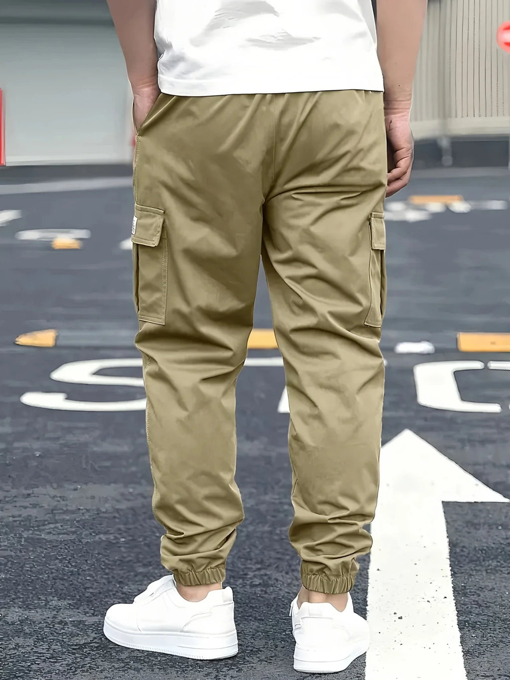 1XL-6XL Plus Size Men's Casual Cargo Sweatpants Spring/Autumn Waist Drawstring Joggers Hiking Tactical Pants Men with Pockets