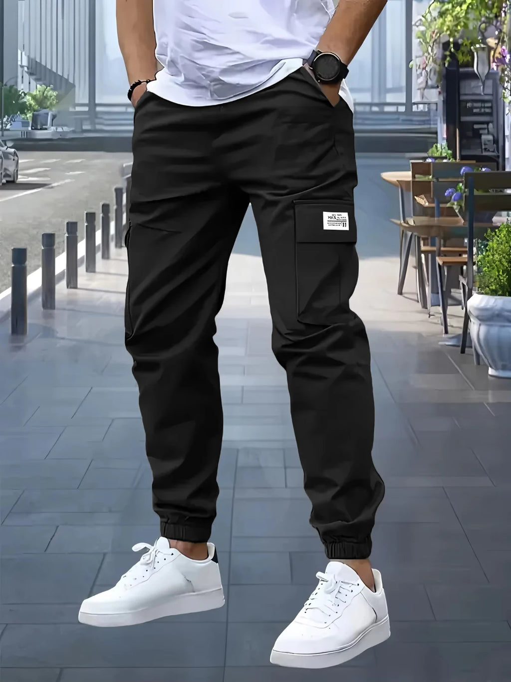 1XL-6XL Plus Size Men's Casual Cargo Sweatpants Spring/Autumn Waist Drawstring Joggers Hiking Tactical Pants Men with Pockets