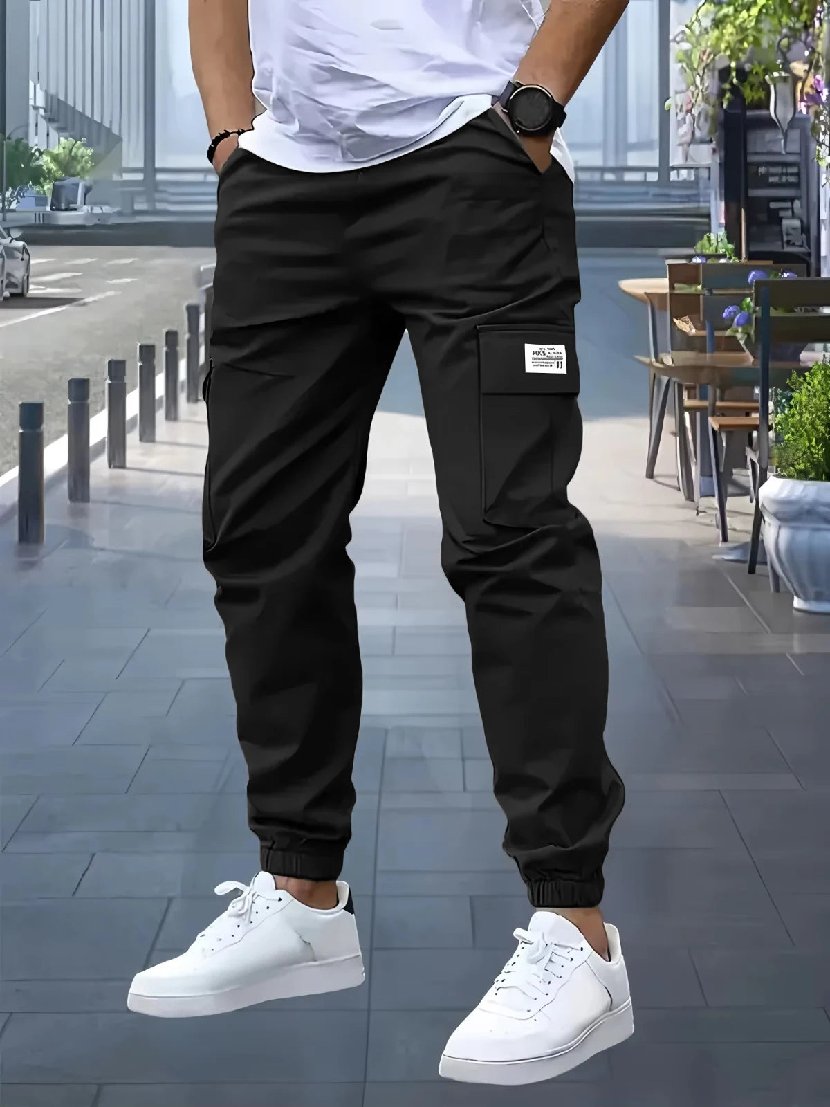 1XL-6XL Plus Size Men's Casual Cargo Sweatpants Spring/Autumn Waist Drawstring Joggers Hiking Tactical Pants Men with Pockets