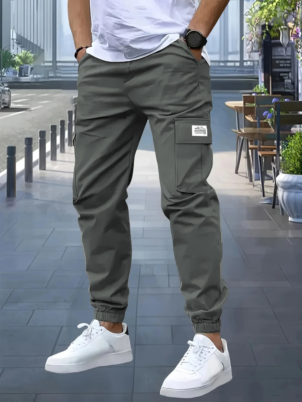 1XL-6XL Plus Size Men's Casual Cargo Sweatpants Spring/Autumn Waist Drawstring Joggers Hiking Tactical Pants Men with Pockets