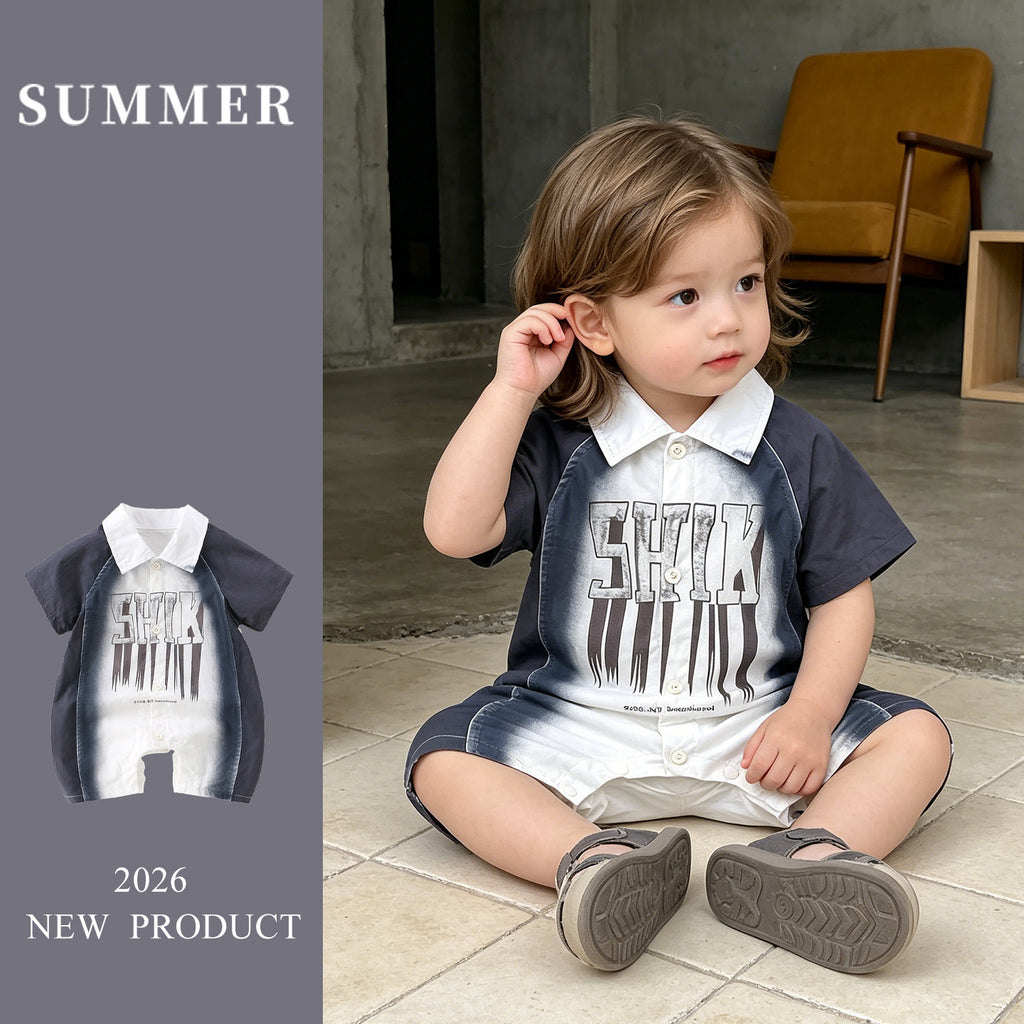 Cozy Gray Baby Short Sleeve Romper - Lightweight Onesie for Ultimate Comfort - Pretty & Polished