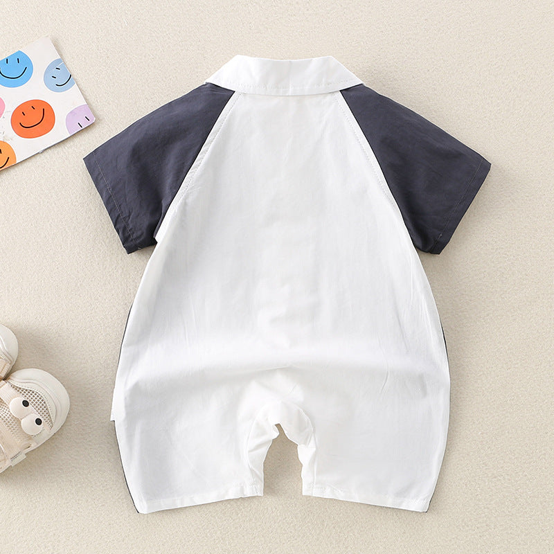 Cozy Gray Baby Short Sleeve Romper - Lightweight Onesie for Ultimate Comfort - Pretty & Polished