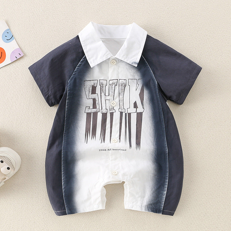 Cozy Gray Baby Short Sleeve Romper - Lightweight Onesie for Ultimate Comfort - Pretty & Polished