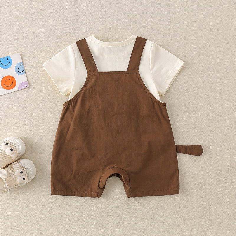 Adorable Baby Bear Romper Set - Infant Short Sleeve Overalls - Pretty & Polished
