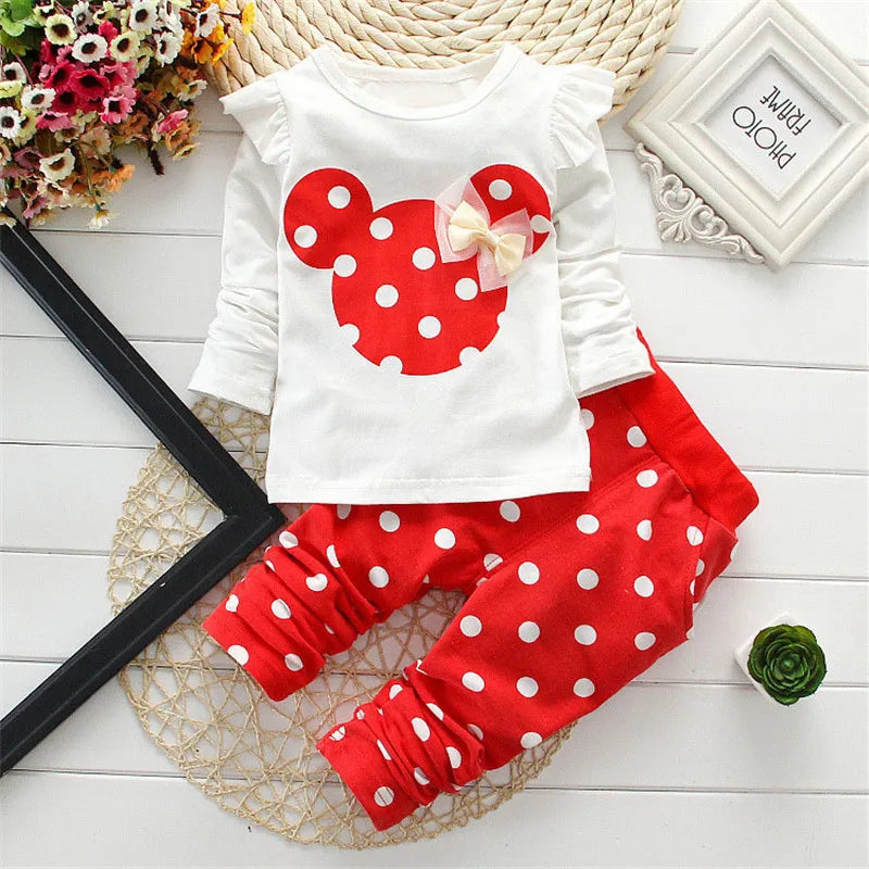 Charming Winter Girls Clothing Set: Bow Tops & Cozy Pants