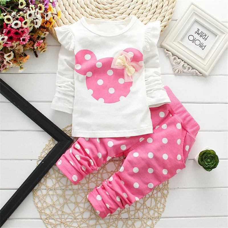 Charming Winter Girls Clothing Set: Bow Tops & Cozy Pants