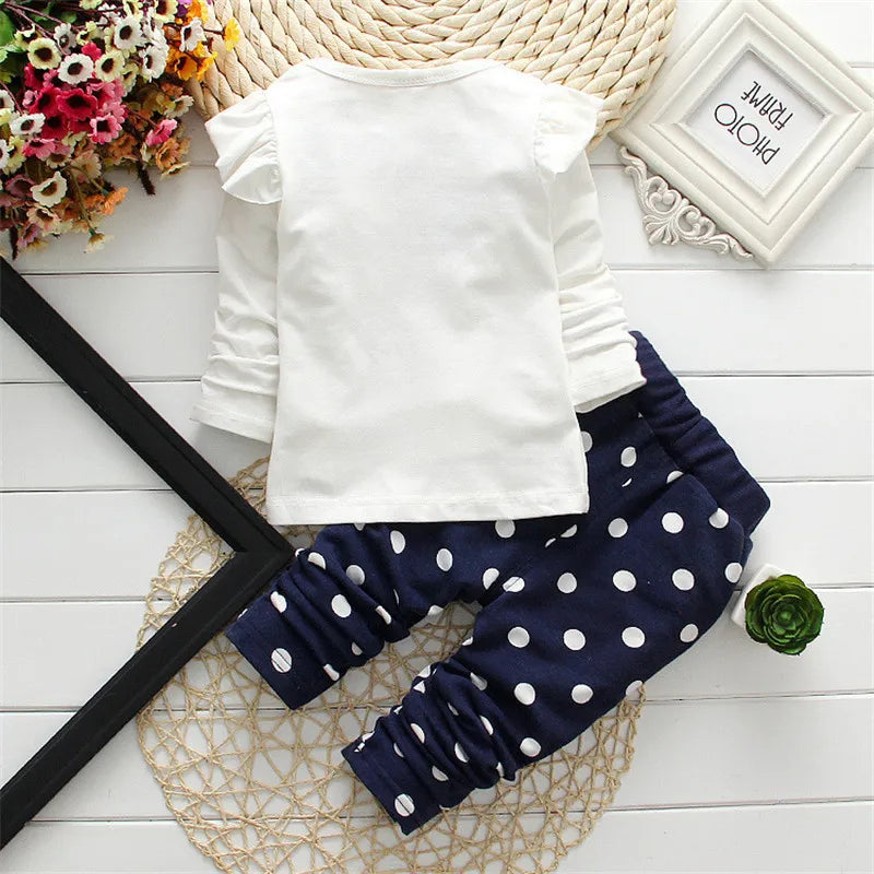Charming Winter Girls Clothing Set: Bow Tops & Cozy Pants
