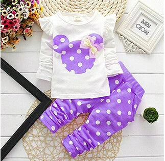 Charming Winter Girls Clothing Set: Bow Tops & Cozy Pants
