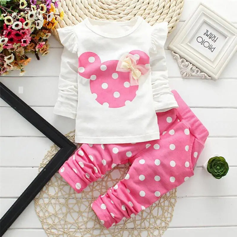 Charming Winter Girls Clothing Set: Bow Tops & Cozy Pants