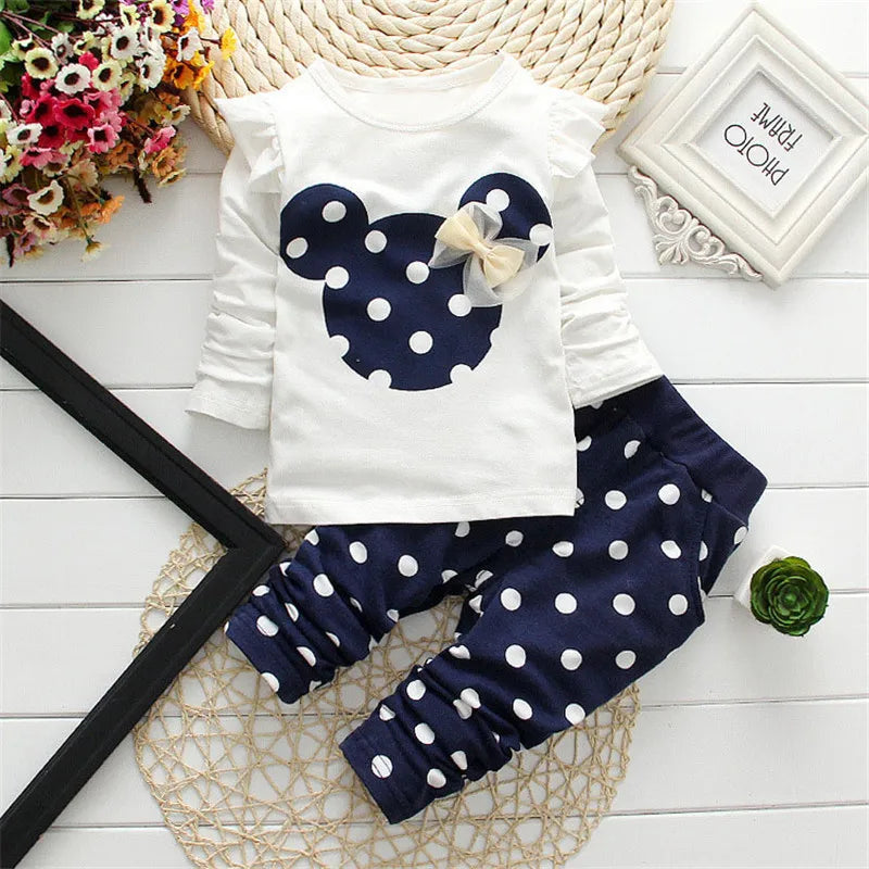 Charming Winter Girls Clothing Set: Bow Tops & Cozy Pants