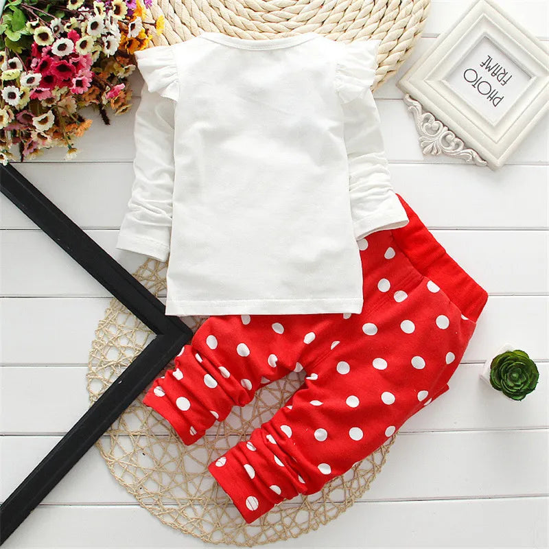 Charming Winter Girls Clothing Set: Bow Tops & Cozy Pants