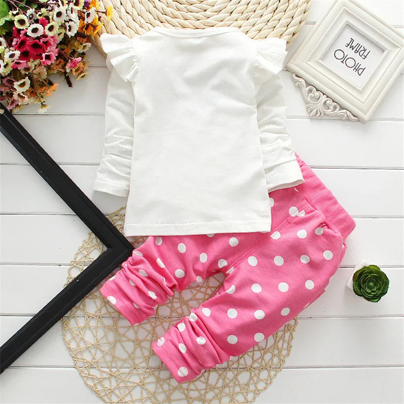 Charming Winter Girls Clothing Set: Bow Tops & Cozy Pants