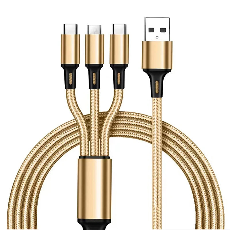 120W Fast Charging Multi Cable – Nylon Braided USB for iOS, Android & USB-C