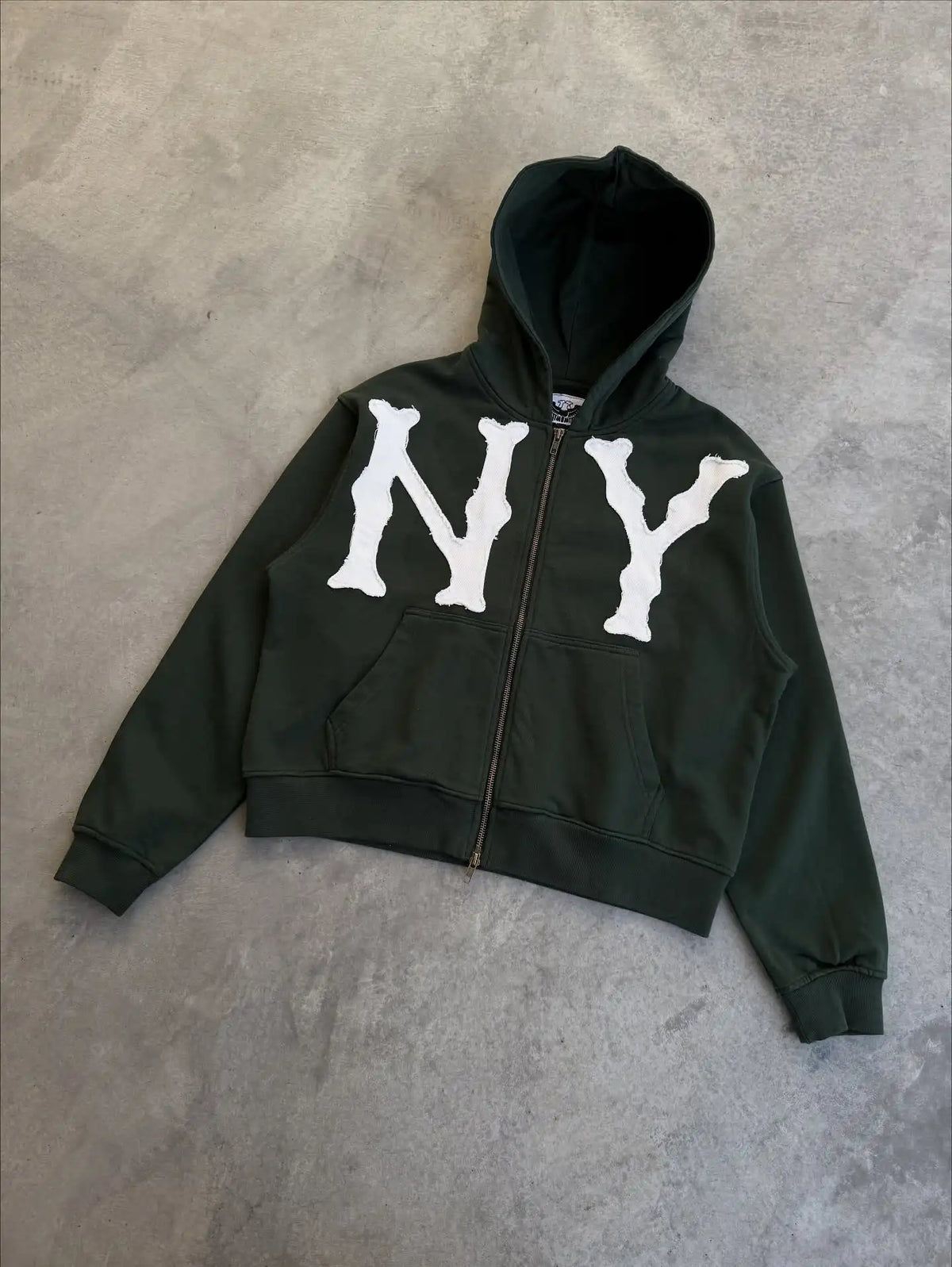 Vintage NY Letters Patch Graphic Zipper Hoodie Y2k Sweatshirt Women Mens Hip Hop Streetwear Oversized Hoodie Jacket Clothes