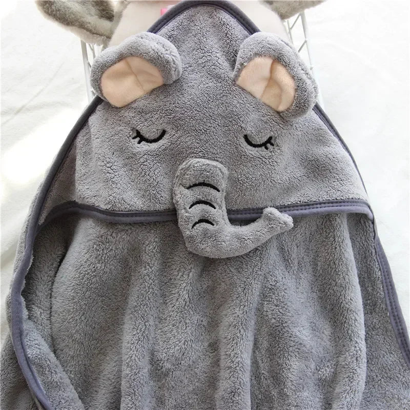 Cozy Baby Bathrobe and Towel - Soft Hooded Cartoon Coral Fleece for Boys and Girls - Pretty & Polished