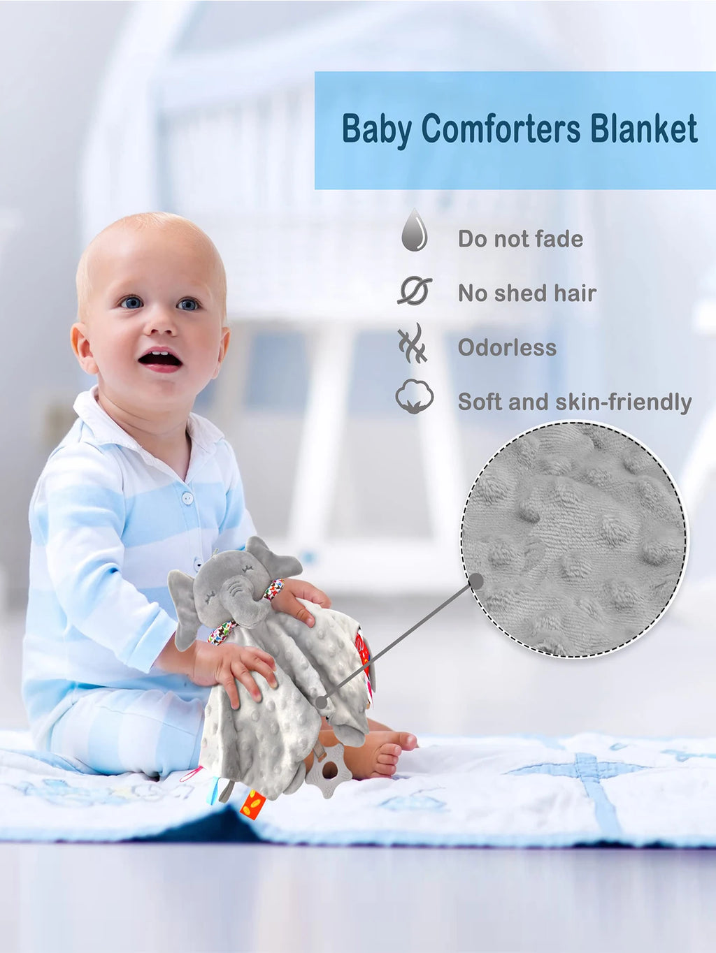 Elephant Baby Comforter Blanket Soft Appease Towel Baby Rattle Animals Toys Soothe Reassure Sleeping Towel Lathe HangingToddler - Pretty & Polished