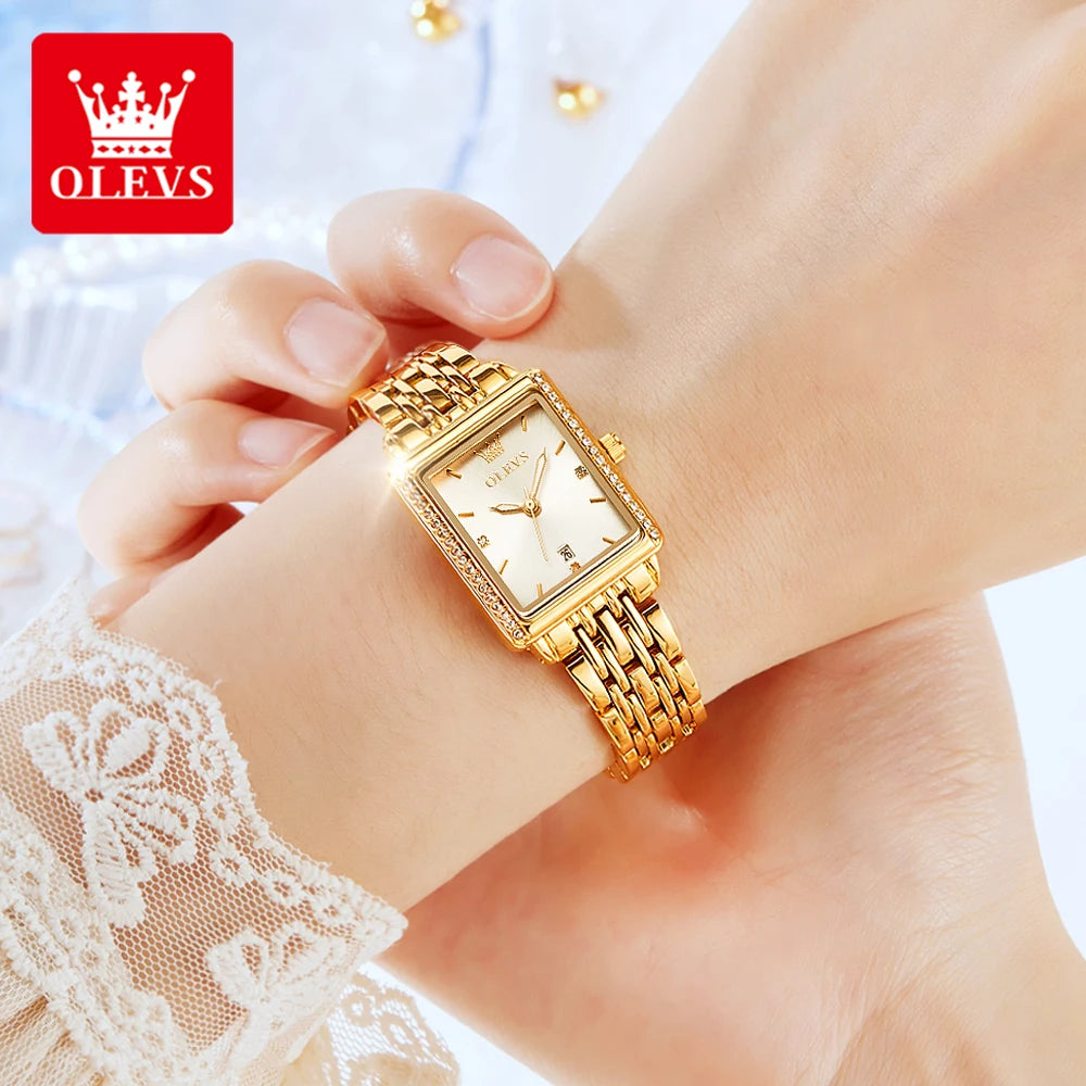 OLEVS Women's Luxury Diamond Quartz Watch – Automatic Date Display