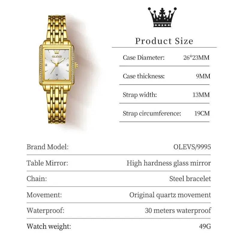 OLEVS Women's Luxury Diamond Quartz Watch – Automatic Date Display