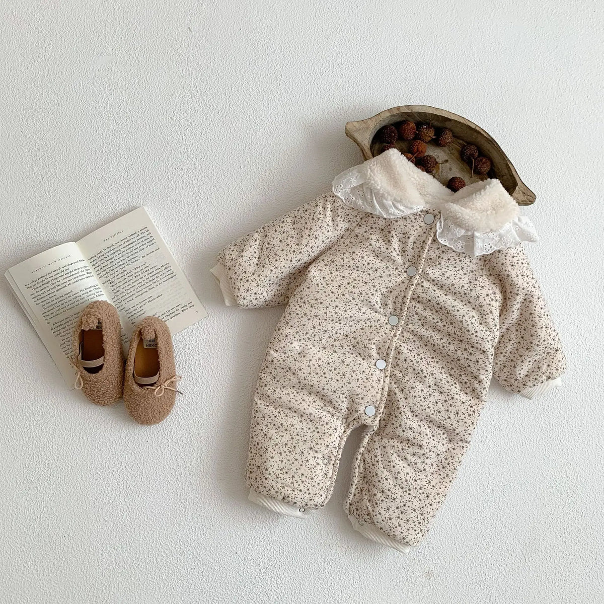 Korean Baby Cotton Jumpsuit - Cozy Floral Hooded Snuggles for Your Little One