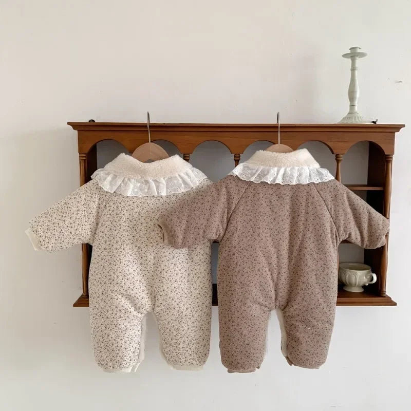 Korean Baby Cotton Jumpsuit - Cozy Floral Hooded Snuggles for Your Little One