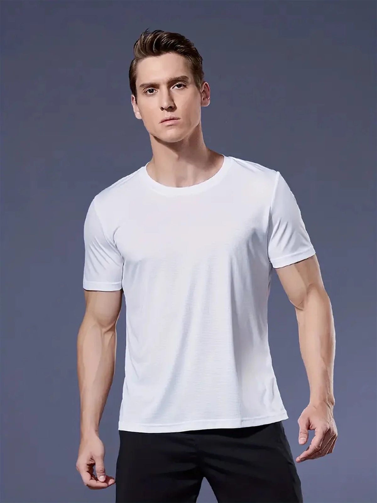 Crew T-Shirt10Pcs White Ultralight Men Quick Dry Breathable Sweat Shirt for Fitness Gym Running Light Plaid Quick Dry Short Sleeves