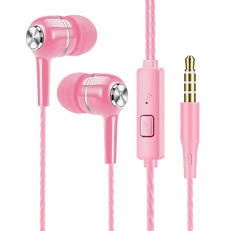 3.5mm Wired HiFi Bass Earphones – In-Ear Sports & Gaming Headset with Microphone