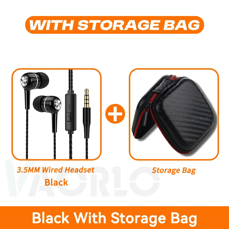 3.5mm Wired HiFi Bass Earphones – In-Ear Sports & Gaming Headset with Microphone