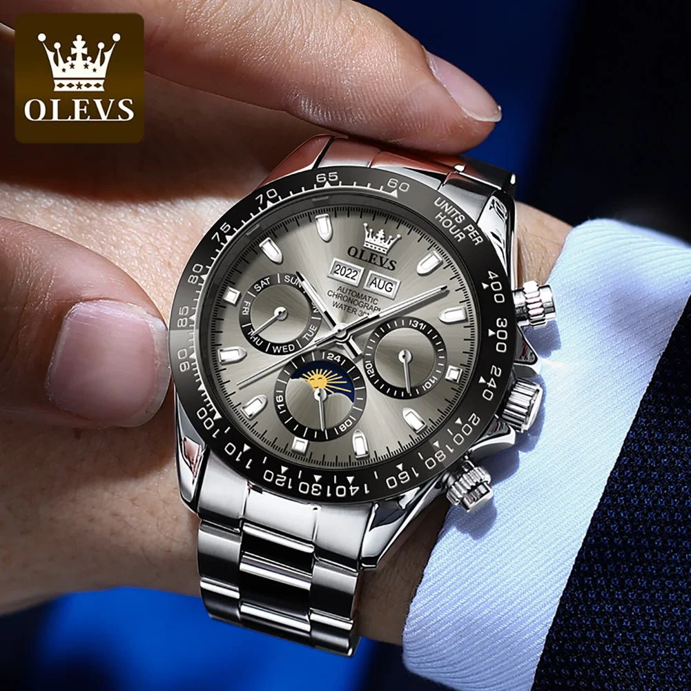 OLEVS Men's Automatic Mechanical Watch – Week & Calendar Display