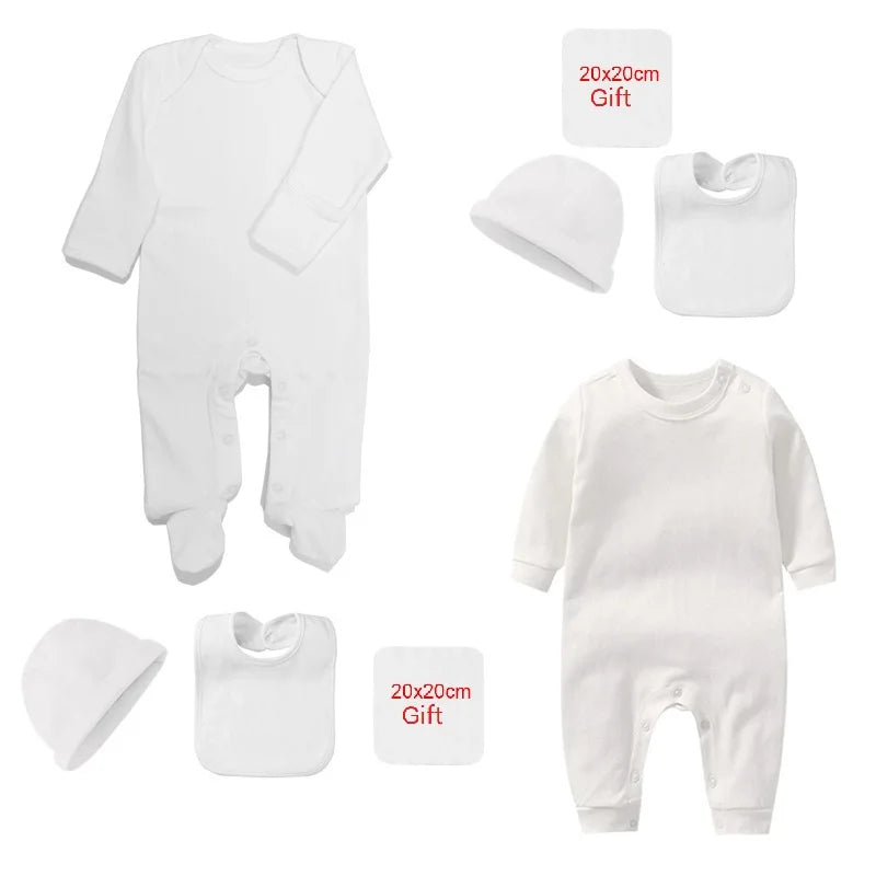 Cozy Cotton Newborn Baby Clothing Set - 4 Pcs Romper Bonnet Bibs for Hospital Outfits