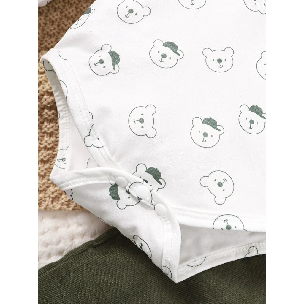 Adorable Toddler Bear Print Clothing Set: Perfect for Your Little One's Autumn and Winter Adventures
