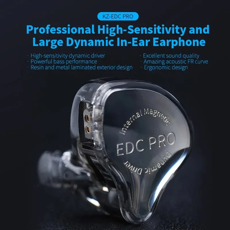 KZ EDC Pro Wired In-Ear Earphones – HiFi Bass, 3D Stereo & Detachable Cable