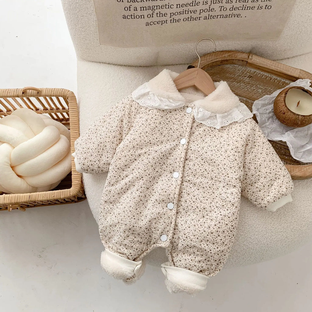Korean Baby Cotton Jumpsuit - Cozy Floral Hooded Snuggles for Your Little One